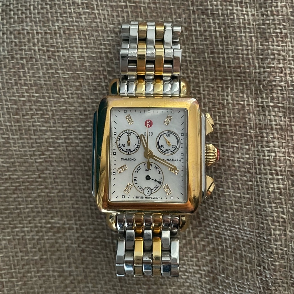 Michele Watch | Two-Tone Diamond Dial Deco Collection